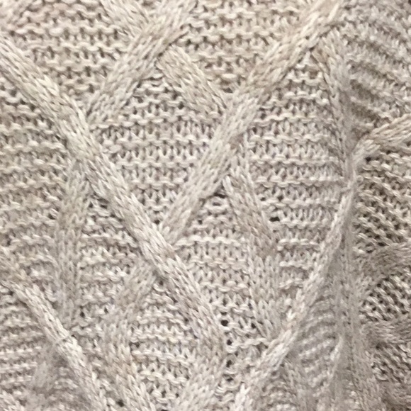 Beige Cowl Neck Cable Poncho - Picture 3 of 8